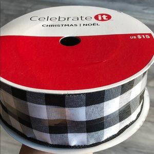 Celebrate it Black White Christmas Wired ribbon